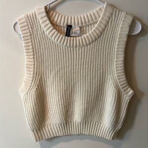 Cream Knit Sweater Vest
